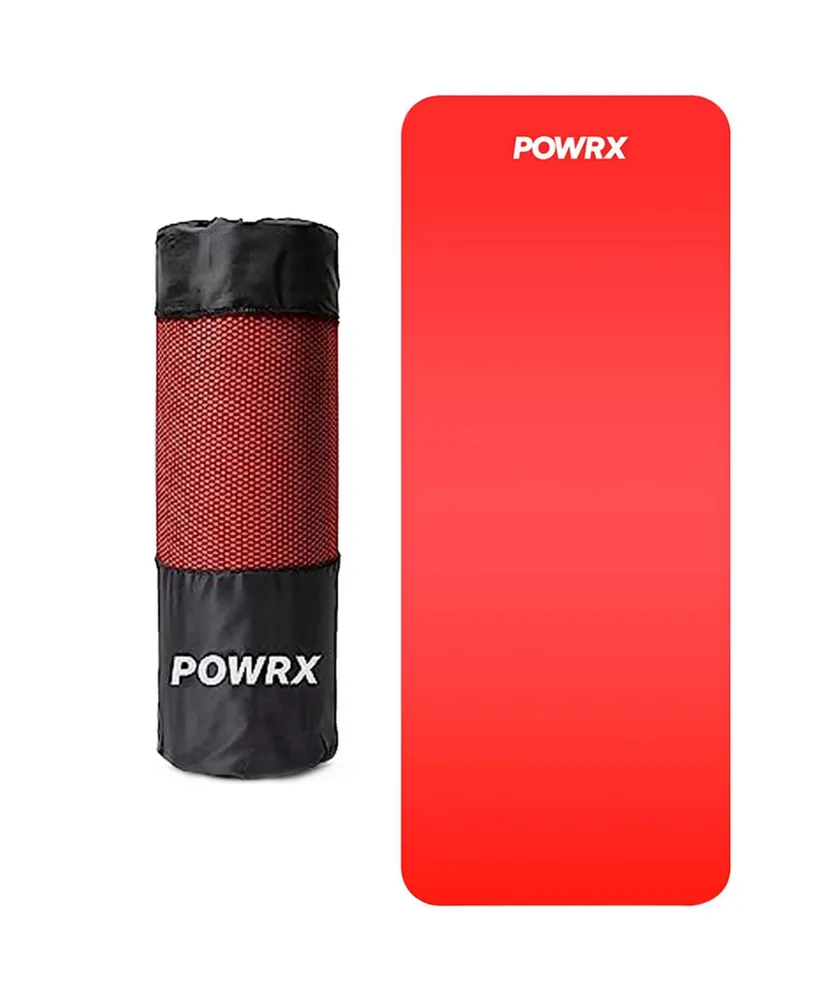 Powrx Yoga Mat Thick, Exercise Mat 1/2 - 3 Widths with Carrying Bag, Non