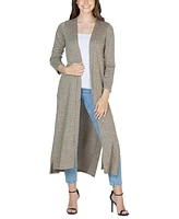 24seven Comfort Apparel Women's Long Duster Open Front Knit Cardigan Jacket