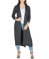 24seven Comfort Apparel Women's Long Duster Open Front Knit Cardigan Jacket