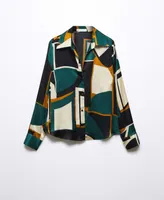 Mango Women's Geometric Print Satin Shirt