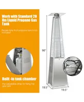 90'' Tall Pyramid Patio Heater Quartz Glass Tube Flame Heating 42000 Btu