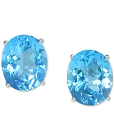 Blue Topaz Oval Stud Earrings (10 ct. t.w.) in 14k White Gold