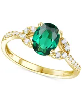 Lab-Grown Emerald (1 ct. t.w.) & Lab-Grown White Sapphire (1/4 ct. t.w.) Ring in 14k Gold-Plated Sterling Silver