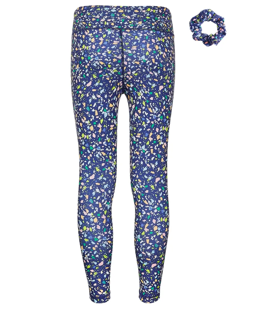 Id Ideology Big Girls Pebble-Print 7/8-Leggings and Scrunchy, 2 Piece Set, Created for Macy's