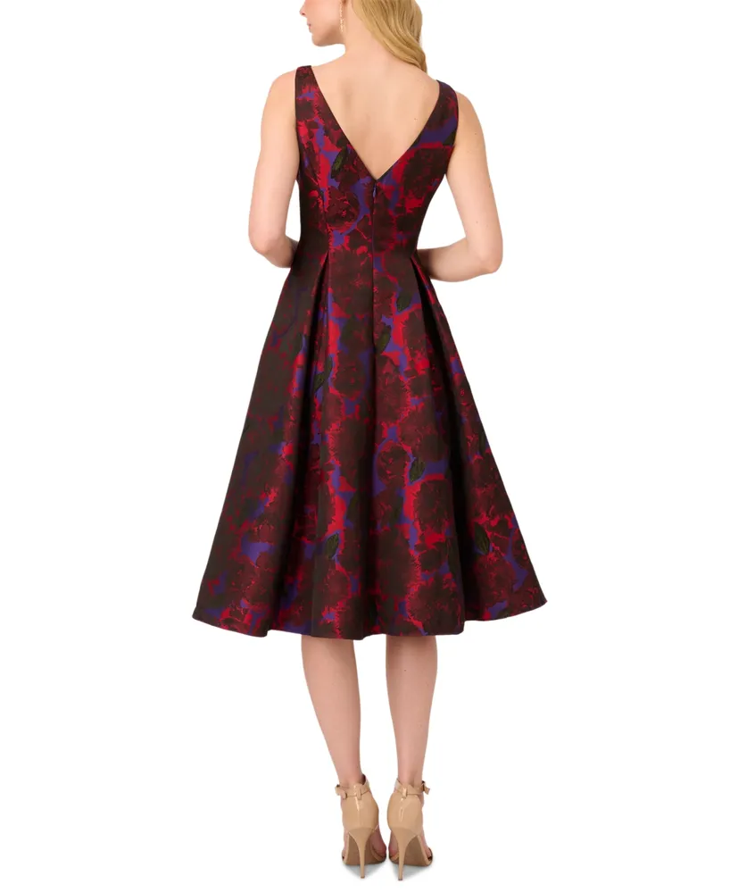 Adrianna Papell Women's Jacquard Tea-Length Dress