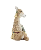 Fitz and Floyd Noel Holiday Resting Deer Candle Holder, 5.5-in