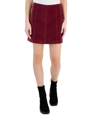 Tinseltown Women's Solid Unlined Velvet Seamed Mini Skirt