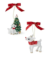 Spode Rudolph 2 Piece Ornament Set