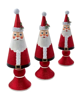 Kurt Adler 10-14" Wooden Santa Tree Table Pieces, 3 Piece Set