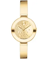 Movado Women's Bold Bangles Swiss Quartz Ionic Plated Light Gold-Tone 2 Steel Watch 28mm - Gold