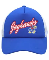 Men's adidas Royal Kansas Jayhawks Script Trucker Snapback Hat