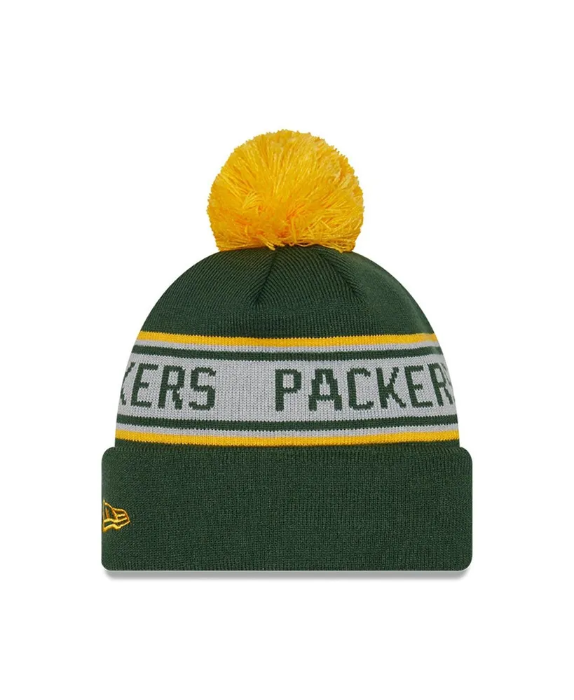 Preschool Boys and Girls New Era Green Green Bay Packers Repeat Cuffed Knit Hat with Pom