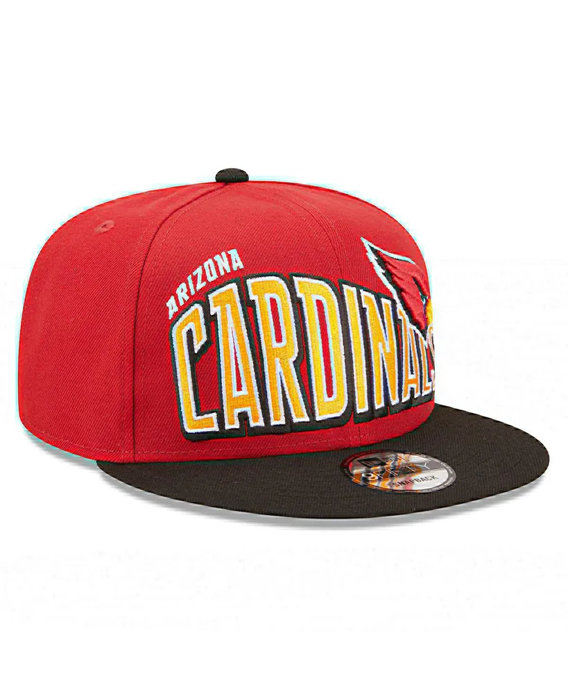 Men's New Era Cardinal, Black Arizona Cardinals Wordmark Flow 9FIFTY Snapback Hat