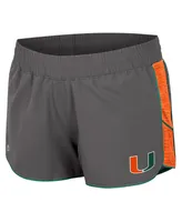 Women's Colosseum Gray Miami Hurricanes Pull The Switch Running Shorts