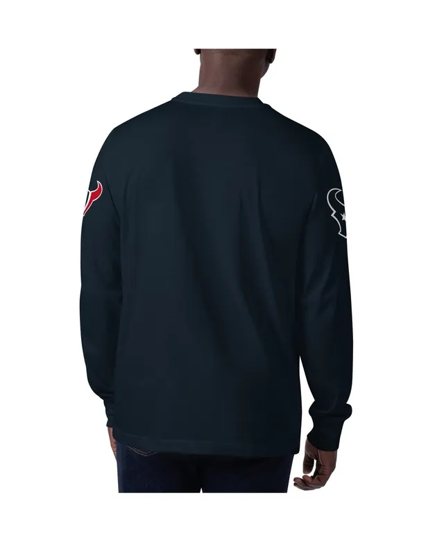 Men's Starter Navy Houston Texans Clutch Hit Long Sleeve T-Shirt