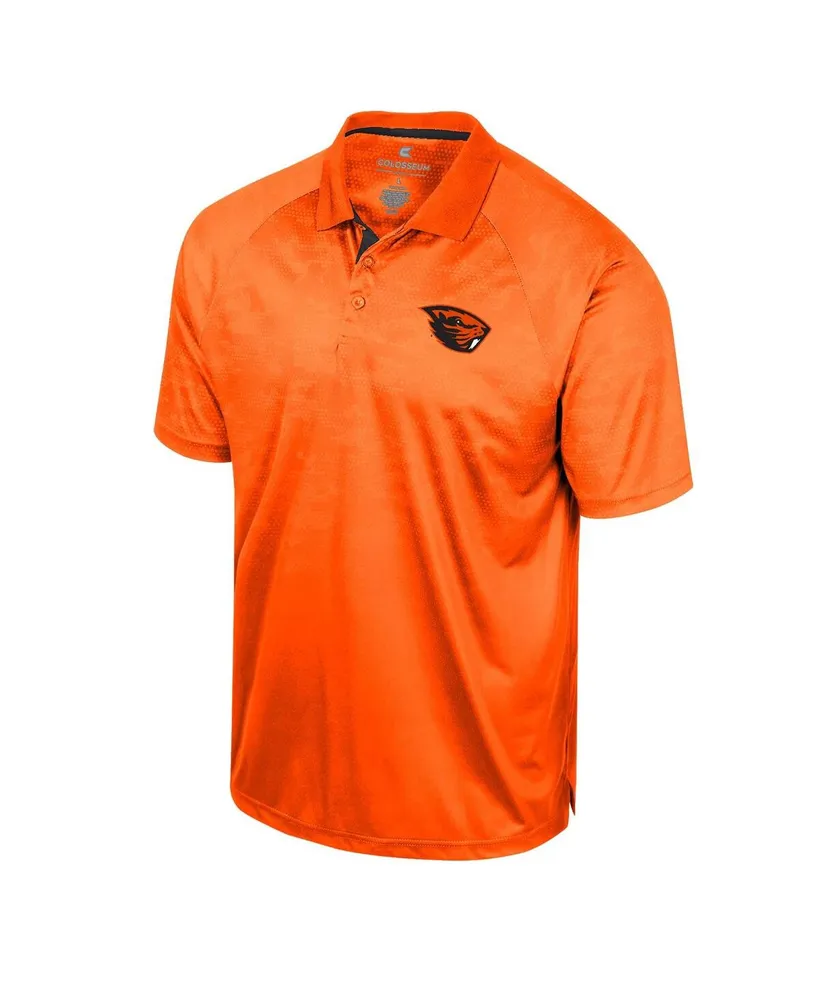 Men's Colosseum Orange Oregon State Beavers Honeycomb Raglan Polo Shirt
