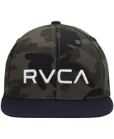 Big Boys and Girls Rvca Camo, Navy Twill Snapback Hat