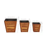 vidaXL Garden Raised Bed Set 3 Pieces Square Solid Acacia Wood