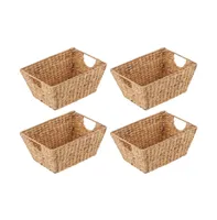 mDesign Woven Hyacinth Nesting Kitchen Storage Basket Bins, 4 Pack - Natural