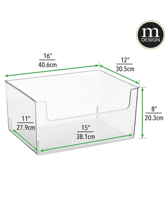 mDesign Large Plastic Open Front Kitchen Storage Organizer Bin Basket - Clear