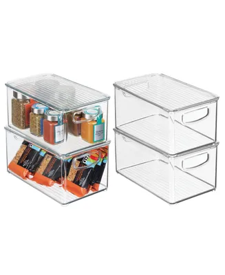 mDesign Plastic Storage Bin Box Container - Lid and Handles