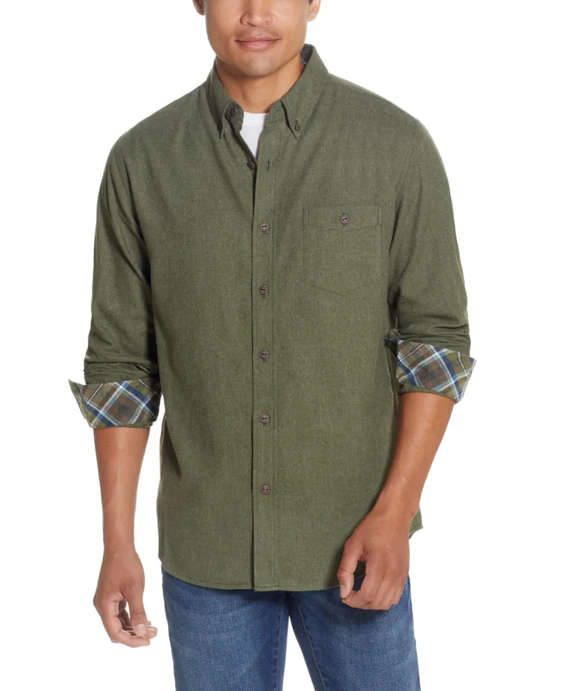 Weatherproof Vintage Men's Brushed Antique-Like Solid Flannel Shirt