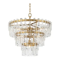 Vienna Full Spectrum Donegan Burnished Brass Crystal Chandelier 23 1/2" Wide Luxury Tiered 8-Light Fixture for Dining Room House Foyer Kitchen Island