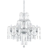 Vienna Full Spectrum Crystal Rain Chrome Silver Chandelier Lighting 29" Wide Country Clear Crystal Curved Arm 6-Light Fixture Dining Room House Foyer