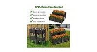 Set of 4 Elevated Flower Vegetable Herb Grow Planter Box