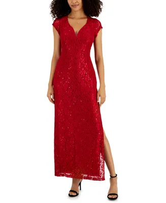 Connected Women's Sequined-Lace Maxi Dress