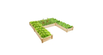 U-Shaped Wooden Garden Raised Bed for Backyard and Patio