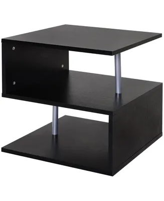 Homcom 19.75" Chic Designer S-Shaped Multi-Level Accent End Table Shelf, Black