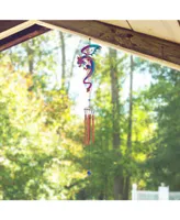 44" Long Purple/Blue Dragon with Sword Wind Chime with Copper Gem