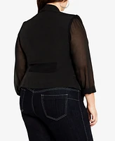 City Chic Plus Drapey Sheer Chiffon Blazer Jacket