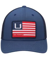 Men's Huk Blue Huks and Bars American Trucker Snapback Hat