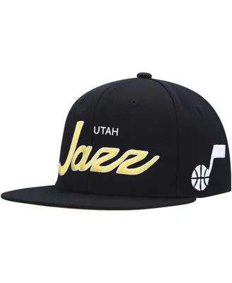 Men's Mitchell & Ness Black Utah Jazz Hardwood Classics Script 2.0 Snapback Hat