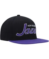 Men's Mitchell & Ness Black Utah Jazz Hardwood Classics Mvp Team Script 2.0 Snapback Hat