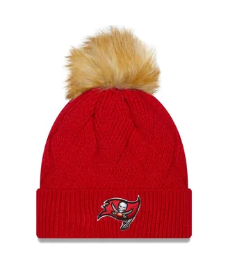 Women's New Era Red Tampa Bay Buccaneers Snowy Cuffed Knit Hat with Pom