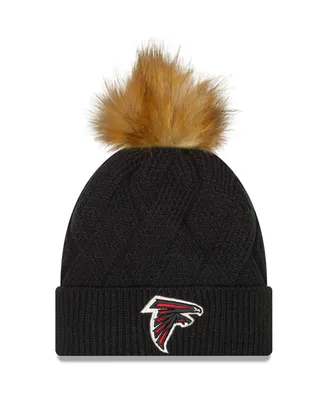 Women's New Era Black Atlanta Falcons Snowy Cuffed Knit Hat with Pom