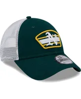 Men's New Era Green, White Oakland Athletics Logo Patch 9FORTY Trucker Snapback Hat