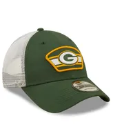 Men's New Era Green, White Green Bay Packers Logo Patch Trucker 9FORTY Snapback Hat