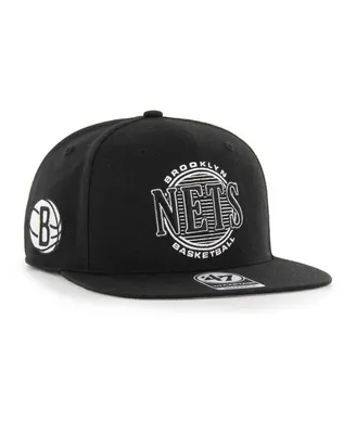 Men's '47 Brand Black Brooklyn Nets High Post Captain Snapback Hat
