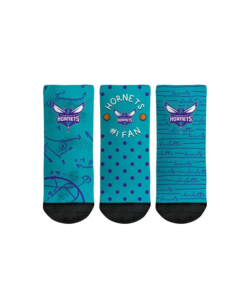 Toddler Boys and Girls Rock Em Socks Charlotte Hornets #1 Fan 3-Pack Crew Socks Set