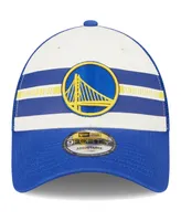 Men's New Era Golden State Warriors Royal Stripes 9FORTY Trucker Snapback Hat