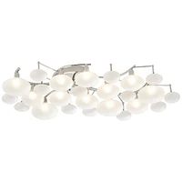 Possini Euro Design Lilypad Modern Ceiling Light Semi Flush-Mount Fixture 30" Wide Chrome 12-Light Frosted Opal Etched Glass for Bedroom Kitchen Livin