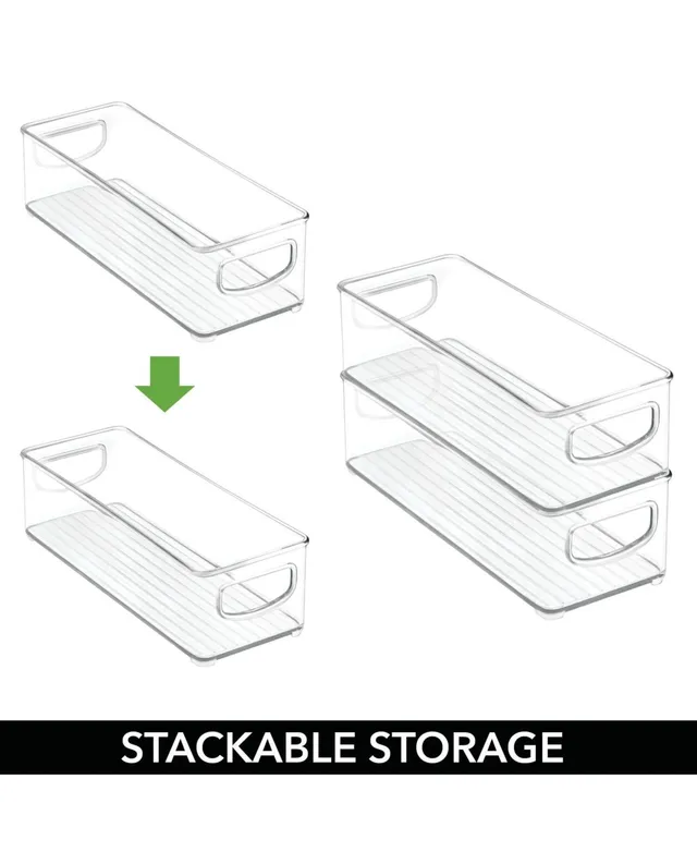 mDesign Plastic Long Stackable Storage Bin, Handles for Nursery, 4