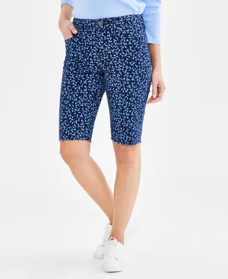 Style & Co Women's Printed Raw-Edge Bermuda Shorts, Created for Macy's