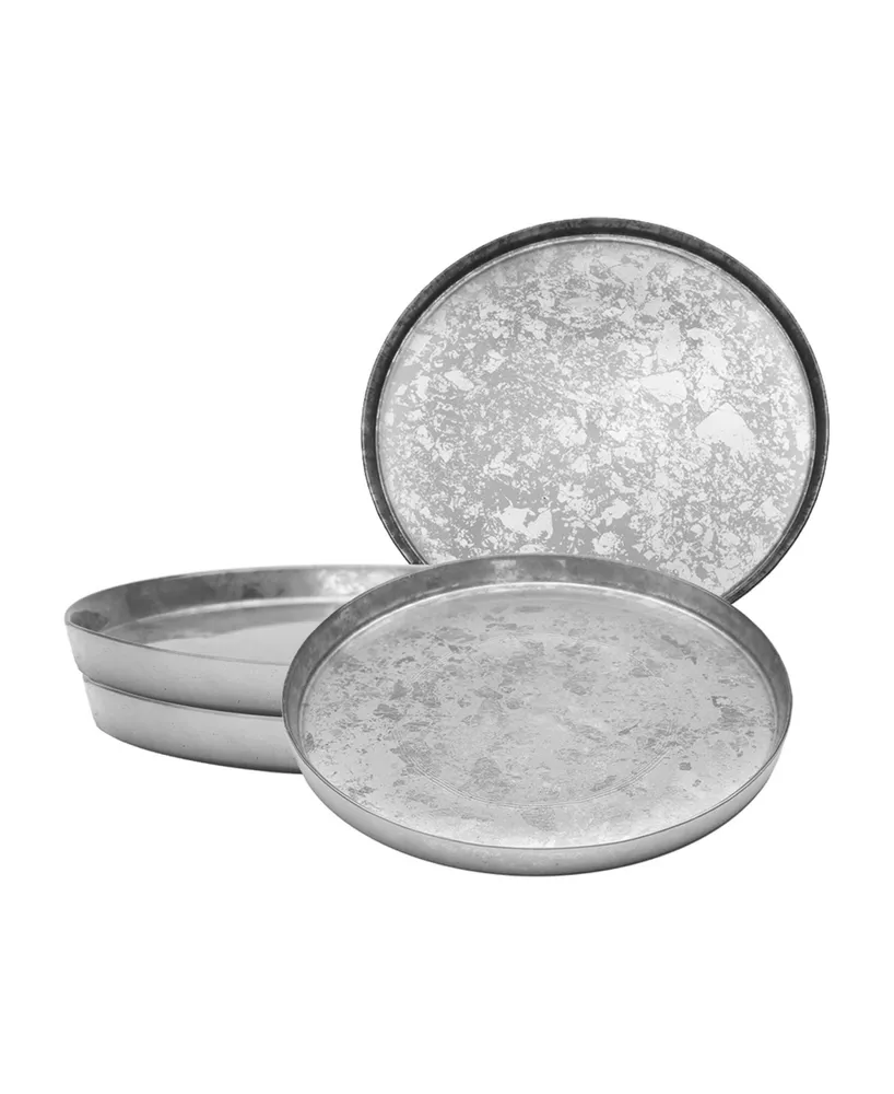 Classic Touch 8.25" Silver Glitter Salad Plates with Raised Rim 4 Piece Set, Service for 4
