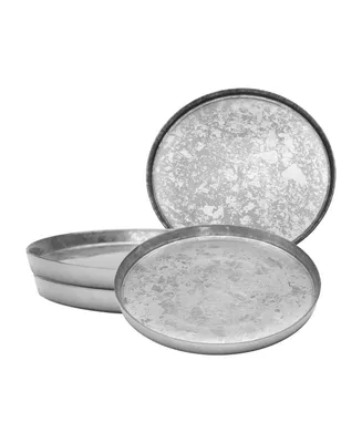 Classic Touch 8.25" Silver Glitter Salad Plates with Raised Rim 4 Piece Set, Service for 4