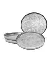 Classic Touch 8.25" Silver Glitter Salad Plates with Raised Rim 4 Piece Set, Service for 4